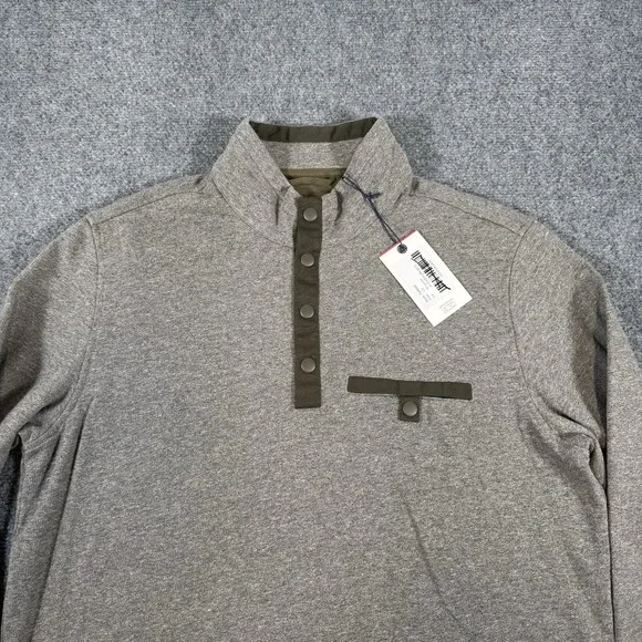 New Untuckit Pullover Mens L Gray Parkson Mock Neck Sweater Snap Button Fleece